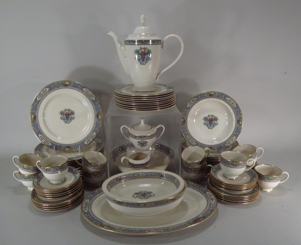 Lenox Partial Dinner Service for 12: Lenox partial dinner service for 12. "Presidential Collection" approx 65 pieces. Includes teapot, sugar, creamer, round bowl, 2 oval bowls, platter, soup plates, cups and saucers, bread plates, salad 
