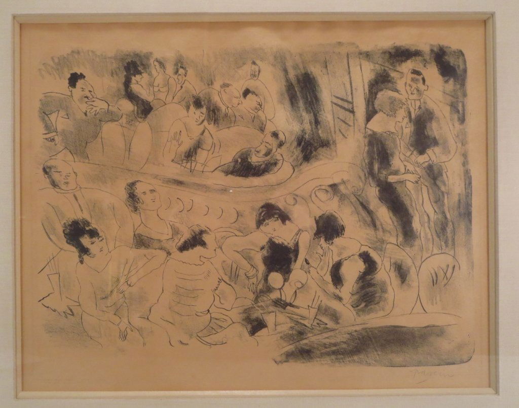 Jules Pascin, Fr., 1885-1930, Lithograph: Jules Pascin, French, 1885-1930, "Le Theatre Francais", lithograph, pencil signed and dated lower right. (LUCE8213)(LUCE8213) Low Estimate: 200 High Estimate: 300 Measurements: 10 x 13 Framed: 19.5 x
