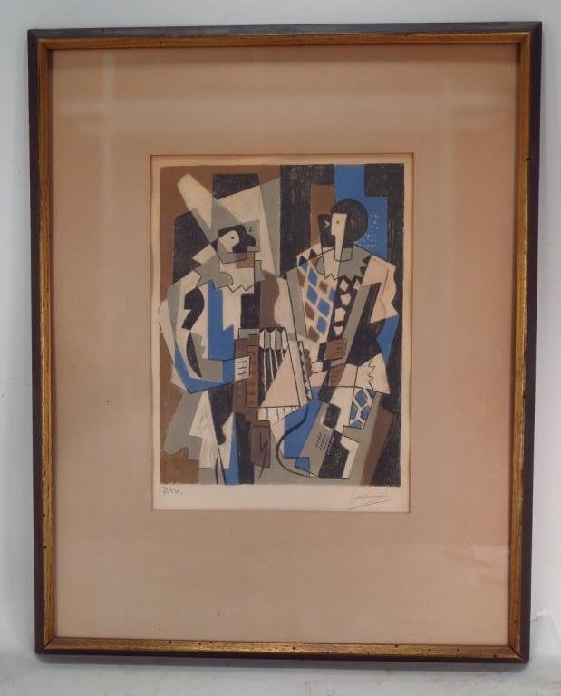 Gino Severini, It, 1883-1966, "Two Harlequins": Gino Severini, Italian, 1883-1996, "Two Harlequins", aquatint etching, pencil signed and numbered 79/220. (LUCE8221)(LUCE8221) Low Estimate: 200 High Estimate: 400 Measurements: Sight: 16 x 12 Framed: