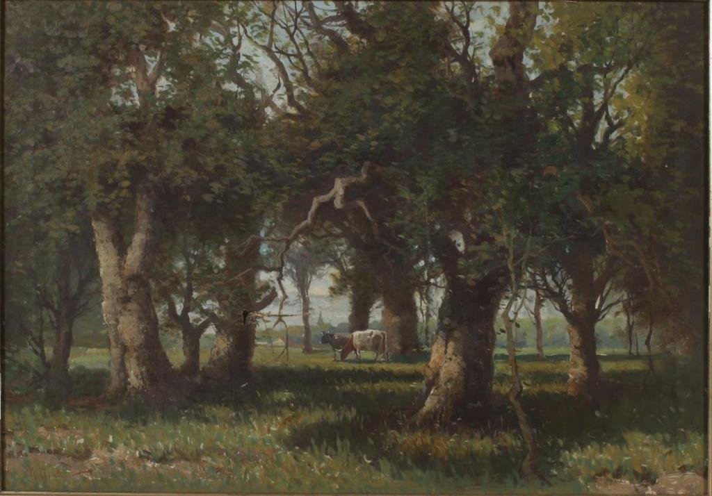 Style of Narcisse Virgile Diaz de la Pena, O/C: Style of Narcisse Virgile Diaz de la Pena, French, 1807-1876, Pastoral Landscape, oil on canvas, signed lower right. (127) (ELBE6202) Low Estimate: 700 High Estimate: 1000 Measurements: Condition: Tea