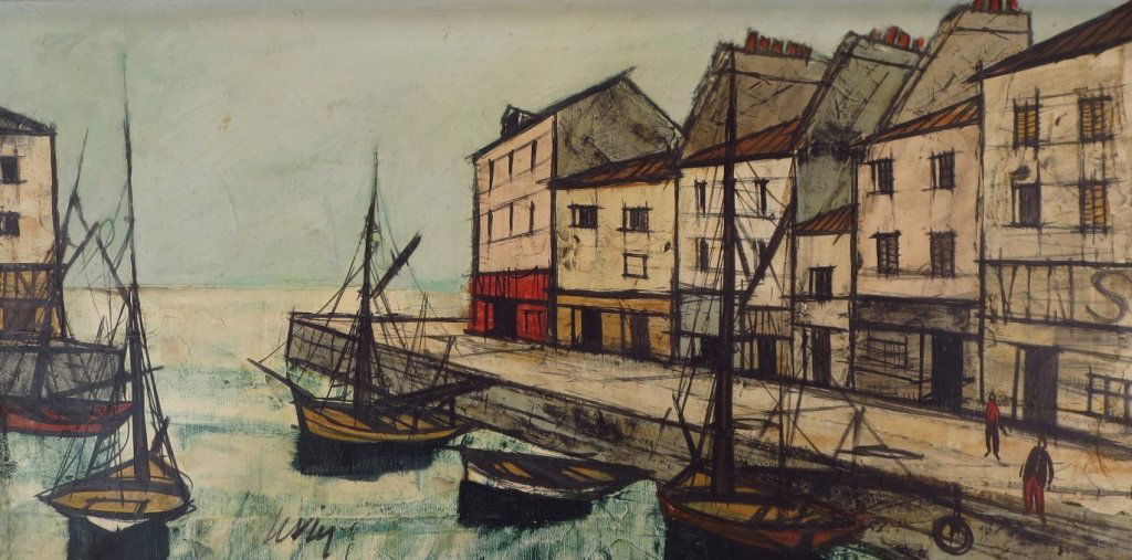 Charles Levier, Canal Scene, O/C: Charles Levier, French/American, 1920-2003, Street Scene, oil on canvas, signed lower left. (E378223)(E378223) Low Estimate: 700 High Estimate: 900 Measurements: 15 x 30 Framed: 23 x 38 Condition: Sur