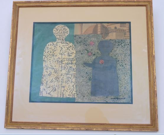 Max Papart Mixed Media Collage: Max Parpart, mixed media collage/paper. Signed lower right "Max Papart" "Two Figures"(CSHO807) Low Estimate: 300 High Estimate: 500 Measurements: 14"x17" Condition: A Private Collection, East 69th Str