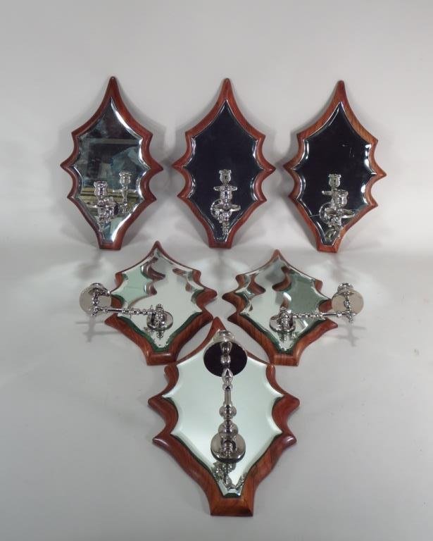 Set of 6 Beveled Mirror Sconces (1 of 3)