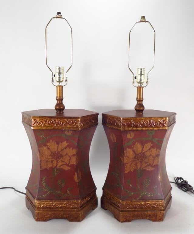 Pair of Painted Balsa Wood Lamps, c. 1960 (1 of 3)