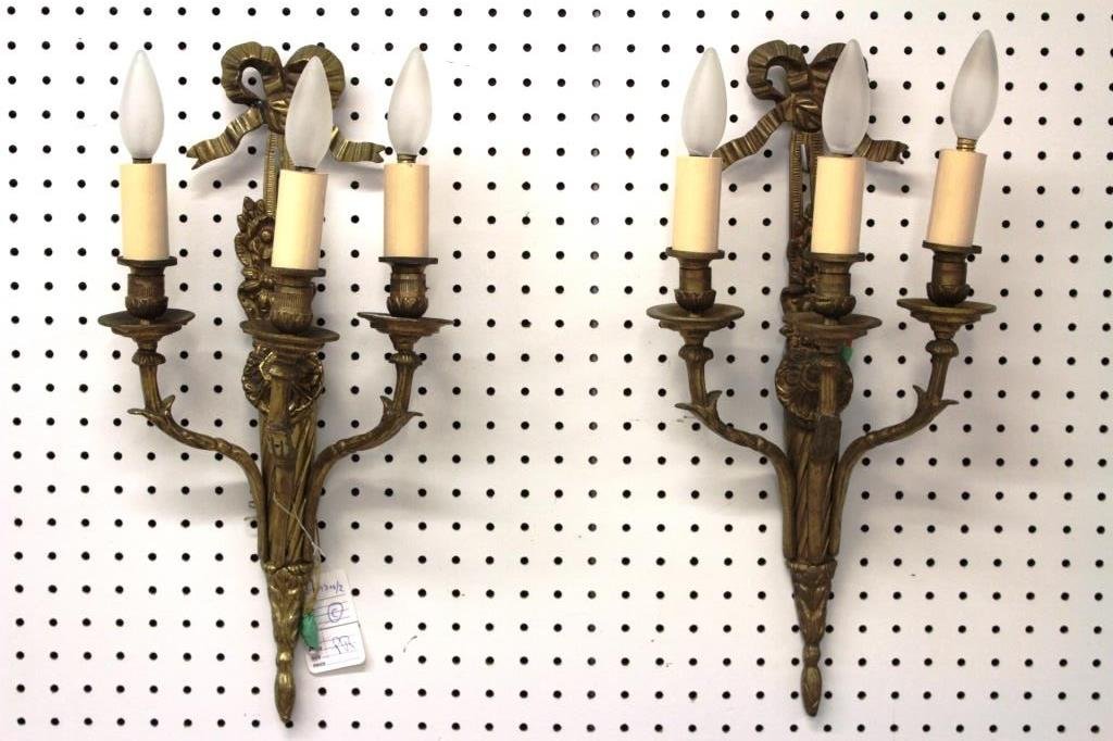 Pair of Gilt bronze Electric Sconces (1 of 3)