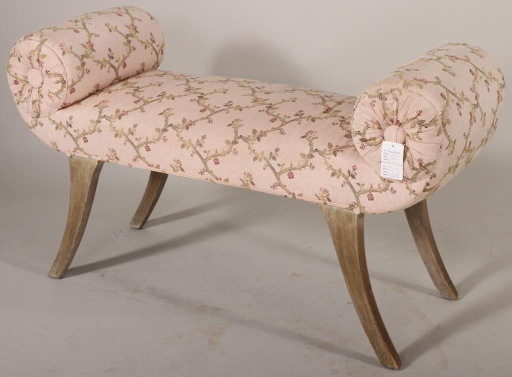 42" W Rolled Arm Upholstered Bench (1 of 3)