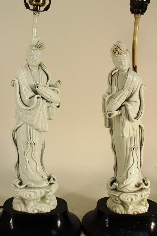 Pair of Blanc de Chine Figural Lamps (1 of 4)