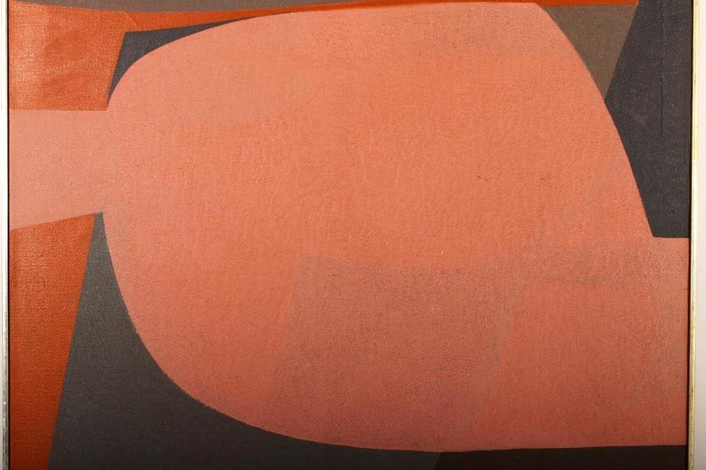 Arnold Weber, Am. 1931-2010,O/C Abstract in Salmon (1 of 3)