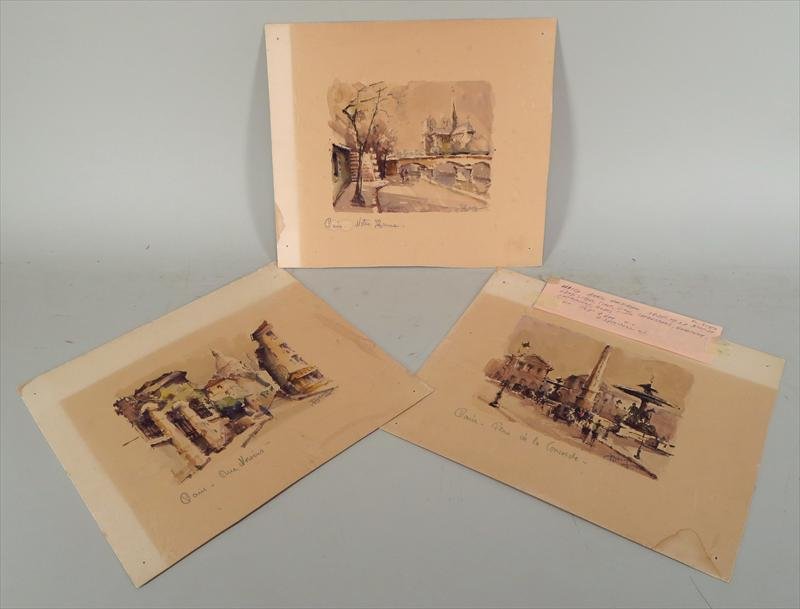 Haig, European Sch, c. 1920, 3 Parisian W/C's (1 of 8)