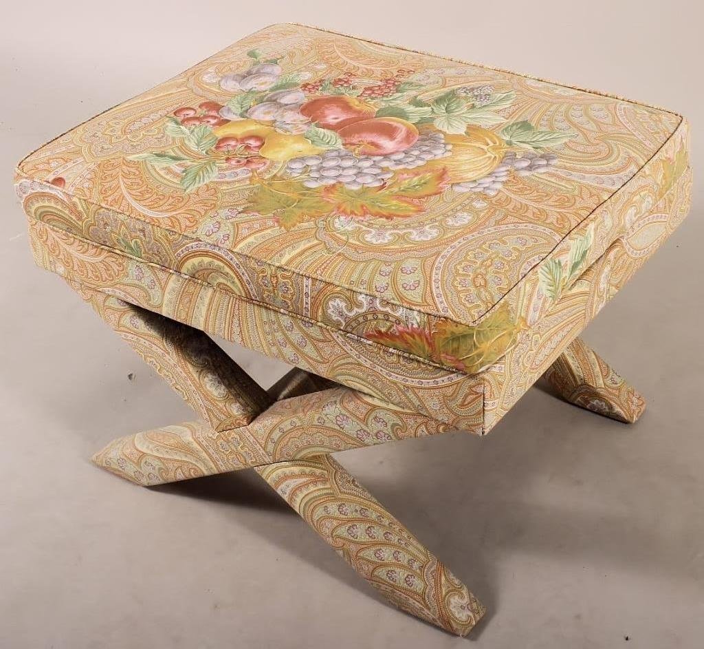 Patrick Frey Campaign Style Upholstered Footstool (1 of 3)