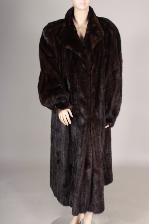 Floor length dark brown mink fur coat by Givenchy. (1 of 5)