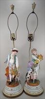 Pr. Porcelain Figures Mounted as Lamps, 19th/20th (1 of 7)