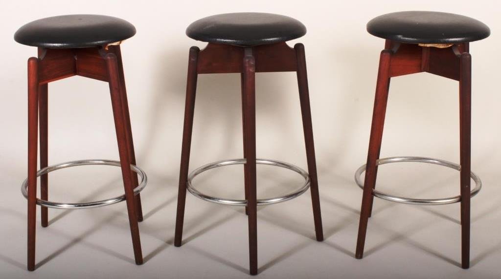 3 Midcentury Wood/Chrome Stools (1 of 5)
