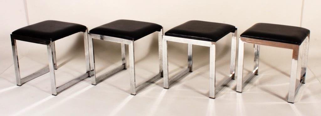 4 Midcentury Bon Marche Chrome/Uph. Low Stools (1 of 4)