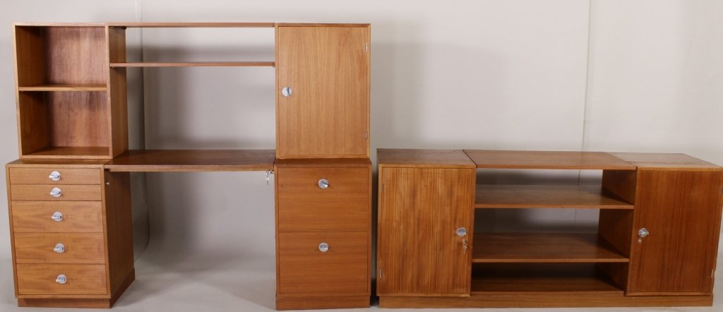 Teak Wall Units: Desk, Drawers, Shelves (1 of 6)