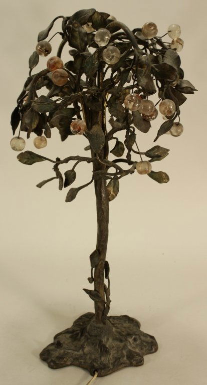 Art Nouveau Table Lamp, Tree with Glass Fruit. (1 of 6)
