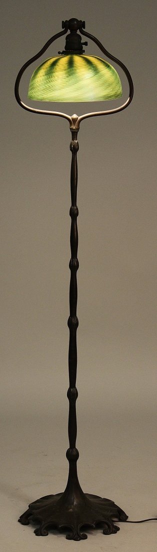Tiffany Bronze Floor Lamp with Favrile Glass Shade (1 of 8)
