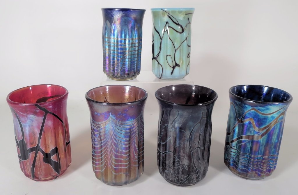 Group of Six Art Glass Tumblers, signed"Mirez '89" (1 of 7)
