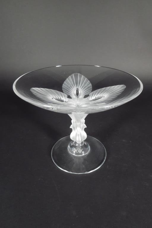 Lalique Peacock Pattern Tazza, signed. (1 of 5)