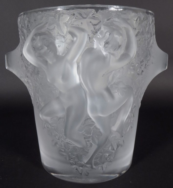 Lalique 'Ganymede' Wine Cooler', 1965-75.: Lalique "Ganymede' Wine Cooler, France, 1965-1975.(JCIC1200)(WK) Measurements: 9 H Condition: In good condition