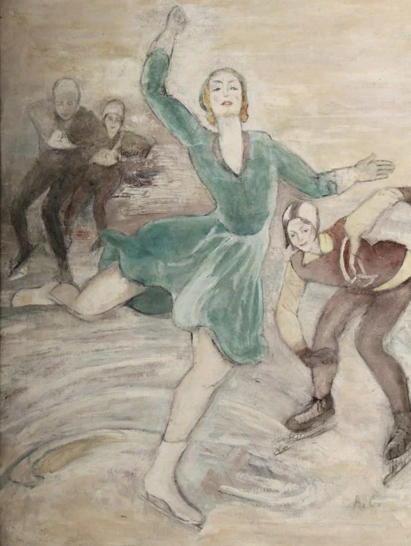 American School, c. 1940's. Ice Skaters, O/C (1 of 6)