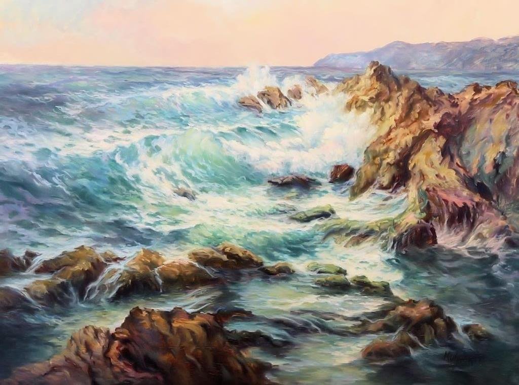 M. Kuhnert, Seascape, O/C, signed. (1 of 6)