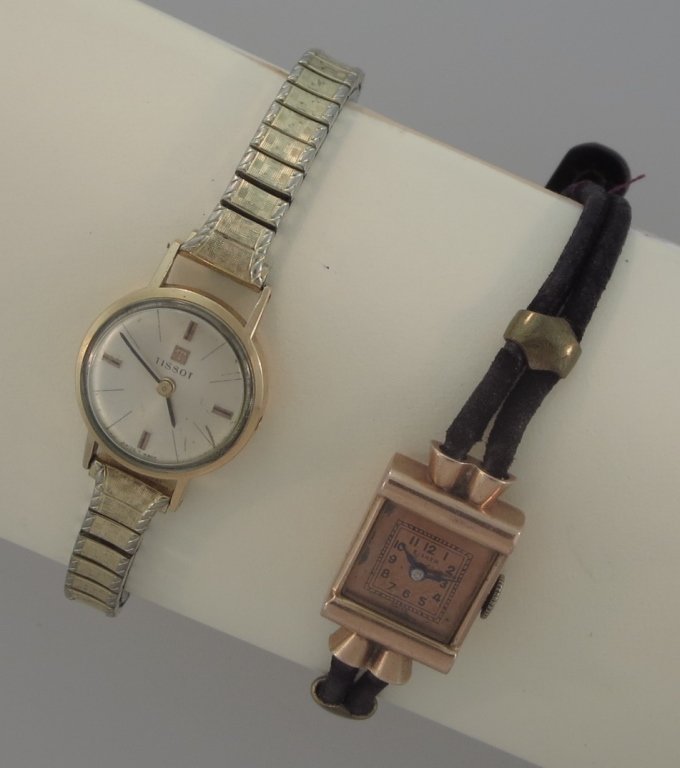 2 Gold Wristwatches, Swiss Movement, 20thc (1 of 6)