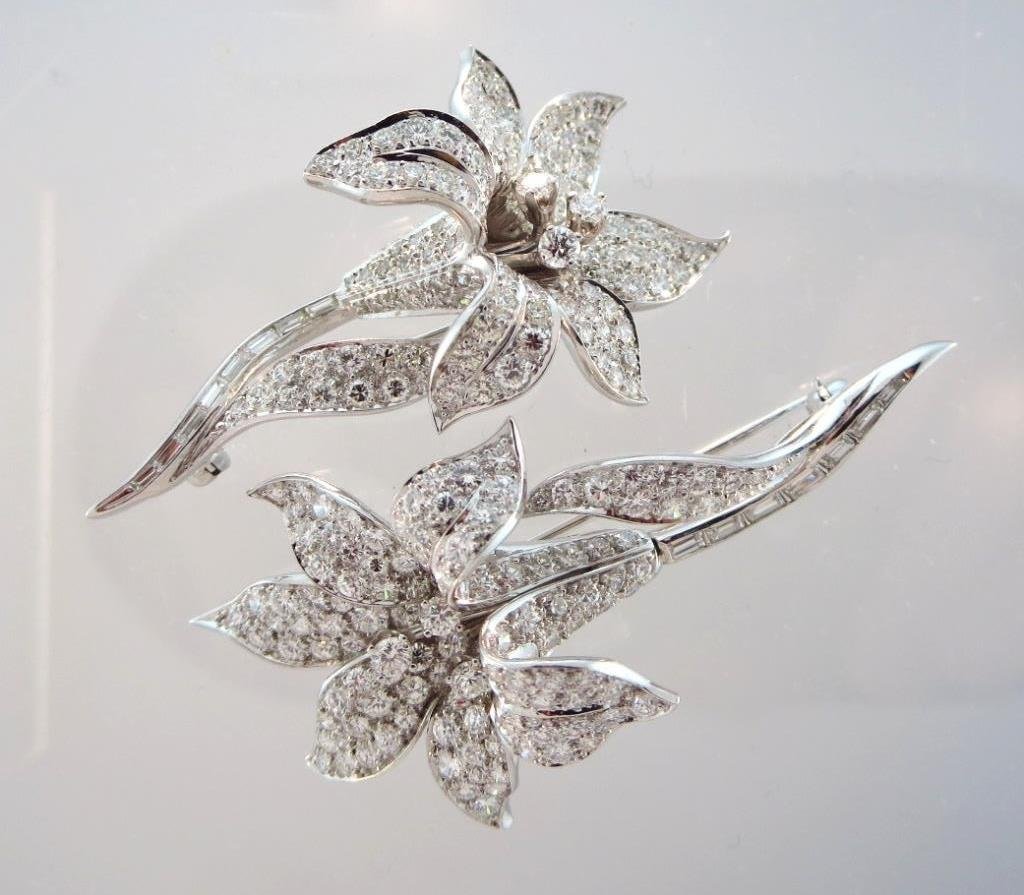 2 Platinum Diamond Flower Pins (1 of 6)