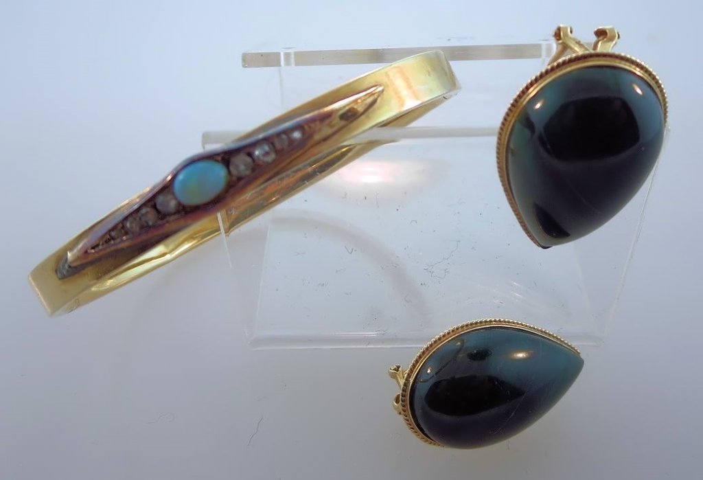 14k Gold Earrings and Bangle (1 of 4)