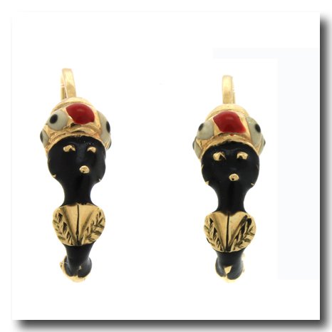 Blackamoor Enamel Earrings 14k, Russian (1 of 5)