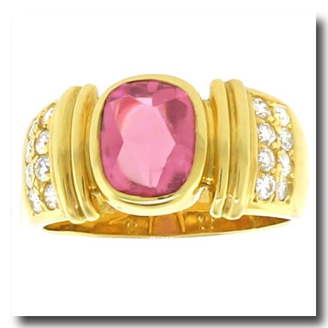 Pink Tourmaline & Diamond Ring 18k , Late 20th C. (1 of 4)