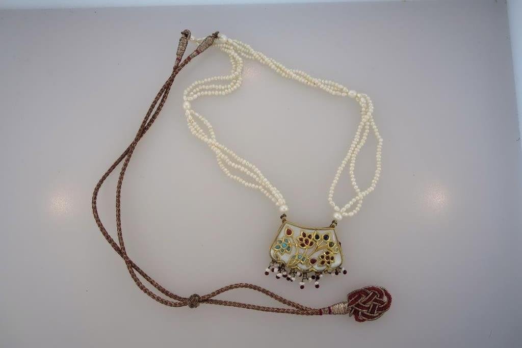 14K Yellow Gold, Mother of Pearl Mughal Necklace (1 of 4)