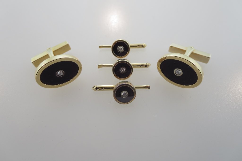 Boxed Set Gold & Diamond Tiffany & Co Cufflinks (1 of 6)