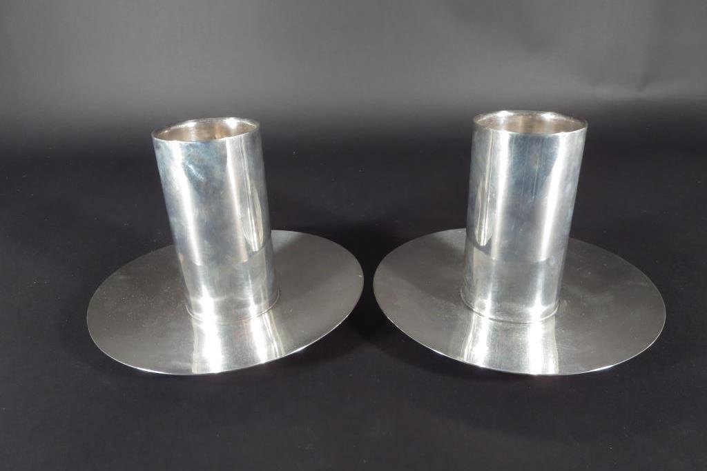 Pr of Mid Century Modern Sterling Candlesticks (1 of 7)
