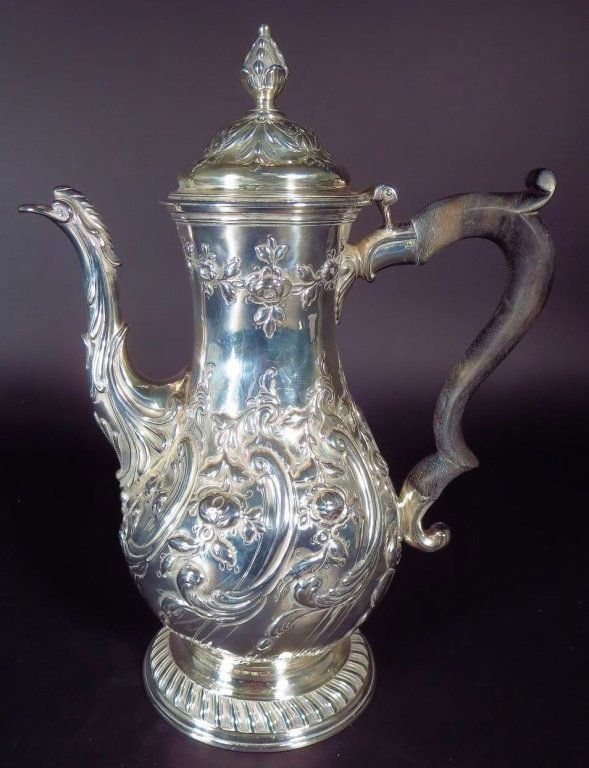 George III Sterling Silver Repousse Coffeepot (1 of 7)