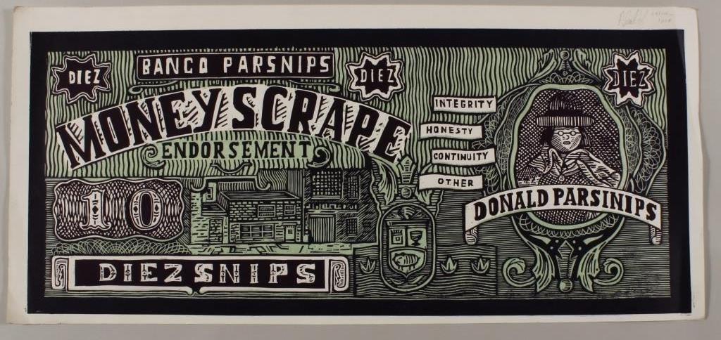 Adam Dant, UK, b. 1967, Donald Parsnip, lithograph: Adam DANT 1967 unframed, 33/100, 1999, lithograph, pencil signed(SBAR2024) {TC} Measurements: 15 x 33, unframed Condition: small tear outside margin right side, crease upper right