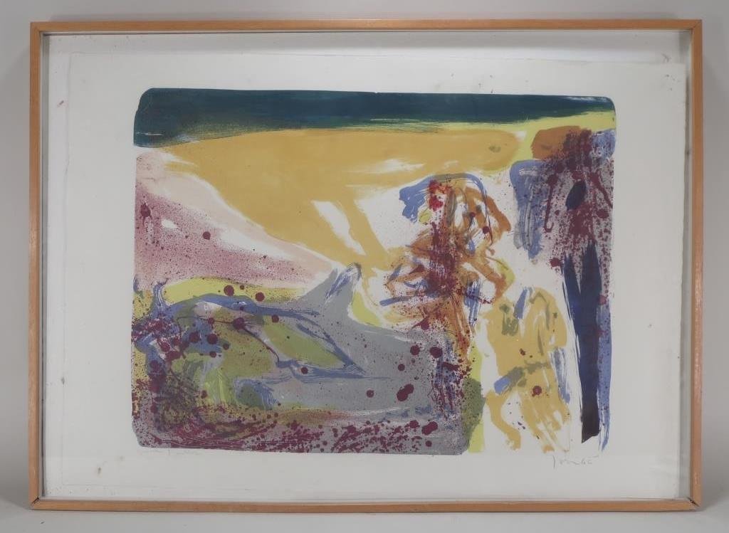 Asger Jorn, Denmark, Abstract, lithograph: Asger Olaf Jorgensen, Denmark,1914 - 1973, Abstract, color lithograph, titled, signed and dated(KSIM10135) {MM} Measurements: 20 1/2 x 27 1/2, framed 28 x 38 1/2 Condition: Accretions, grime to areas 