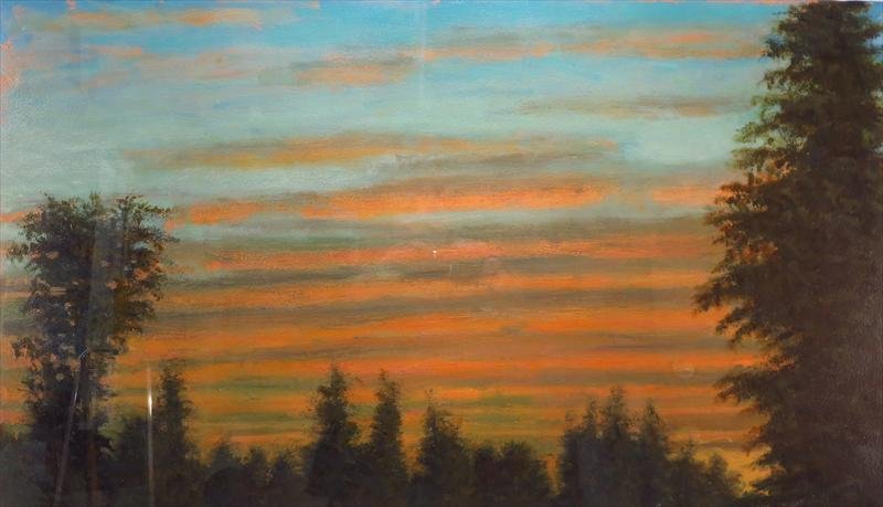 John Beerman, American, b. 1958, Sunset, 1993: John Beerman, American, b. 1958, Sunset, 1993, monotype, signed, 1/1(RMAN1001) {GW} Measurements: Overall: 25 3/4 x 35; sight: 16 1/4 x 26 1/4 Condition: Slight toning