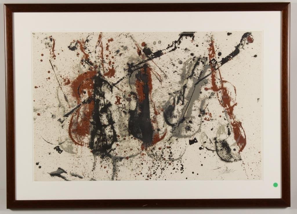 Arman,Violins, Color Lithographs,20th: Arman, Fernandez Armand, Am., 1928-2005, Violins, color lithograph, pencil numbered and signed(SW2114) {MM} Measurements: 24 x 38, framed 34 x 48 Condition: Good
