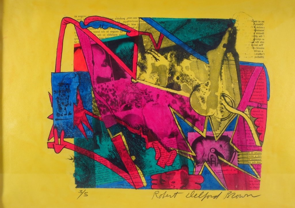 Robert Delford Brown,1930-2009, color print, 1959: Robert Delford Brown,1930-2009, color print, 1959 , signed, dated, numbered 3/5. "a central figure in the anarchic New York art scene of the early 1960's" - the New York Times SBAR2003(SBAR2003) {TC}
