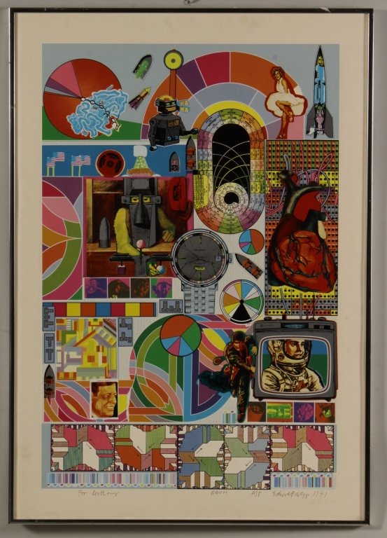 Eduardo Paolozzi, 1926-2005, "Bash", 1971: Eduardo Paolozzi, 1926-2005, "Bash", 1971, Serigraph/Collage, A/P, dedicated "To Anthony" titled, signed and dated in pencil(HIGH2507) {WT} Measurements: 29 1/8" H x 19 1/4" W; Framed: Condition: Some