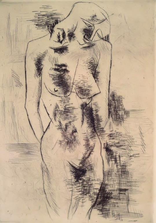 Georges Braque 1882-1963 etching: Georges Braque 1882-1963, Etude de Nu (1907/8), etching, signed in pencil in the margin G. Braque, LR additionally inscribed in the margin in pencil, HC standing for "Hors de Commerce" meaning not for