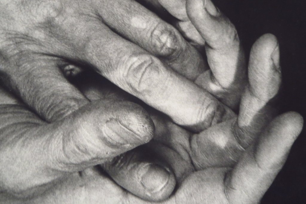 Rena SMALL, b. 1954, Hands of Christo, photograph: Rena SMALL, b. 1954, Hands of Christo, photograph (part of the artist's hands series)(SBAR2020) {TC} Measurements: 14 x 11, unframed Condition: creased to corners, ligfht abrasions to its matte surfac