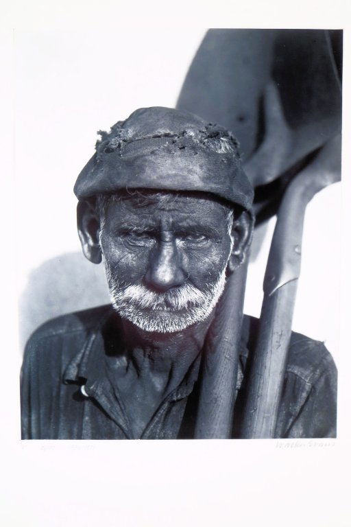 Walker Evans, Am., Coal Dock-Worker, Cuba, 1932: Walker Evans, American, 1903-1975, Coal Dock-Worker, Havana, Cuba,1932, Gelatin silver print,dry mounted to heavy paper, no.5/100, numbered , signature on mat(KSIM10108) {MM} Measurements: 7 3/4 x 6,