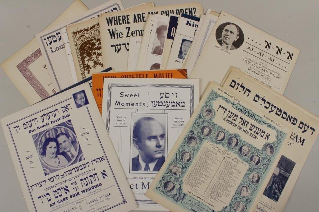Lot of Jewish Theater Ephemera, c. 1930's: Lot of Jewish Theater Ephemera, c. 1930's, NYC, Consisting of sheet music and playbills(PGAY2300/Lot) {PR} Measurements: Various Condition: Generally good condition.