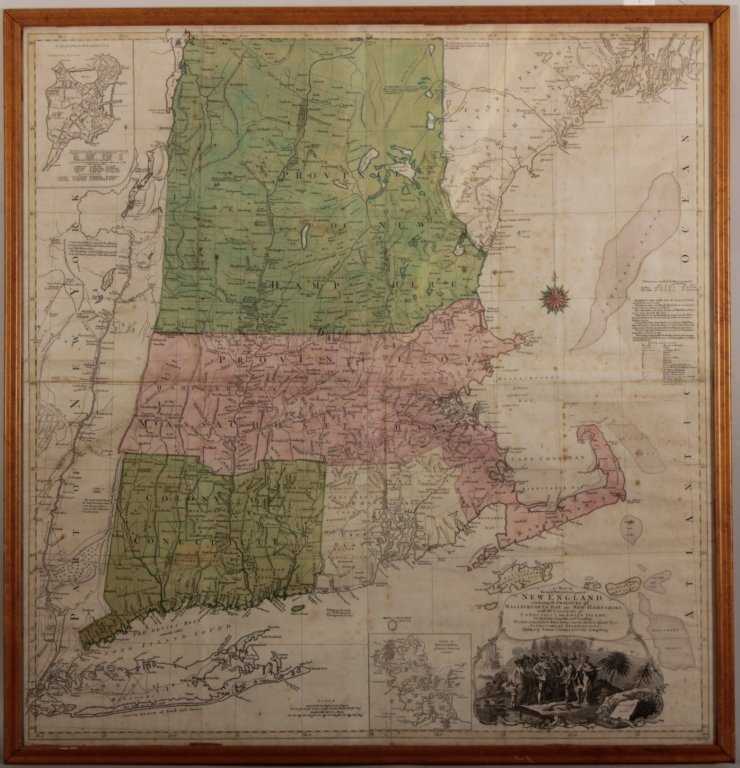 T.C. Lotter, Map of New England, 1776: 'A Map of the most Inhabited part of New England containing the Provinces of Massachusetts Bay and New Hampshire, with the Colonies of Connecticut and Rhode Island, Divided into Counties and Townships