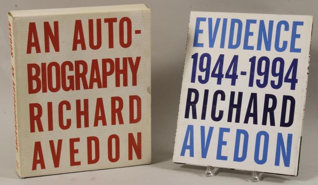 Richard Avedon, Am., Two signed Books: Two signed books by Richard Avedon American b.1923 d.2004 "An Autobiography" 1993 "Evidence 1944-1994" 1994(SBAR2334/2) {PR} Measurements: Approx 14" x 11 1/2" Condition: GOod