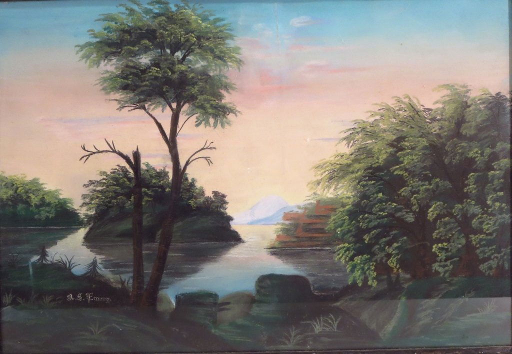 A.S. Emery,  Mountain Lake, Pastel,19th C. (1 of 4)