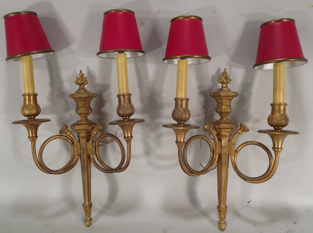 Pair of Gilt Bronze Wall Sconces, 20th C. (1 of 3)