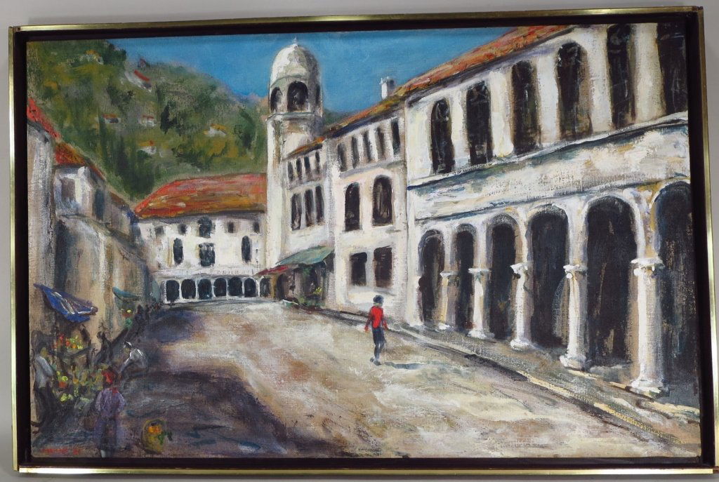 European School, 20thc., Courtyard Scene (1 of 6)